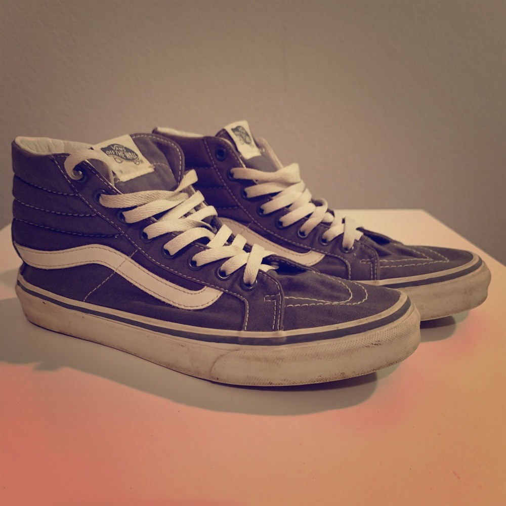 Gray vans high top sneakers